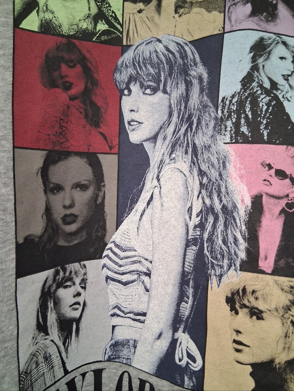 Taylor Swift Grey Multicolor Photo Block Sweatshirt